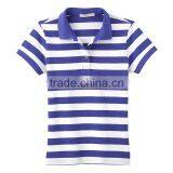 Bulk Yarn Dyed Strip Women Brand Latest Design Two Color Polo Shirt thumbnail-2