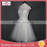 Short Net Applique Lace Mini Wedding Dress thumbnail-2