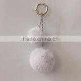 Myfur Double Fake Rabbit Fur Ball Keychain Pom Pom Fluffy Key Chains Pompom Car Keyring Women Bag Pendant thumbnail-2