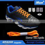 Expand Flexies Neon Orange Elastic Flat No More Lacing System Shoelaces with Buckles and Lock Ends - Accept Custom