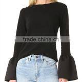 2017 OEM Banded Crew Neckline Flounced Cuffs Feminine Blouses thumbnail-2