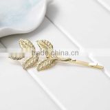 New Fashion Wholesale Leaf Gold Plated Hair Clips