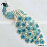 Peacock Blue Rhinestone Brooch Pins Blue Zircon Color Brooches for Garment thumbnail-1