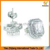 Double Row Diamond Rectangular Platinum Plating Zircon Stud Earring thumbnail-2