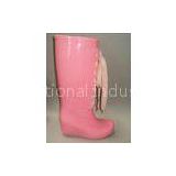 Wedge Heel Thigh Rain Boots , Thigh Lace Up Pink EVA Insole Summer