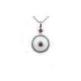 Ladies White Ceramic Silver Necklace With Pink Main Stone , Silver Pendant Necklace CSP0613