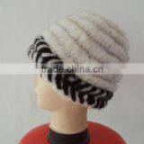 SJ922-06 Stock Beautiful Yarn Knit Mink Fur Hats thumbnail-3