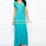 CHEFON Wrap Front Blue Maxi Dress thumbnail-2