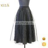 Hot Sale Knee Length Double Layers Stripe Lining Round Mesh Skirt thumbnail-1