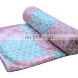 Couple Blanket Flannel Dohar In Pink and Blue Floral