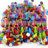 Beads Mirror Work Key Chain Vintage Indian Handmade Lot Of 5 PC's Reversible