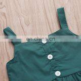 2019 New Summer Girls Green Buttons Tops & Floral Full Print Dress Skirt 2pc Set thumbnail-5