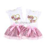 Summer Girls Clothing Set Sleeveless Letter T-shirt Lace Sequin Skirt Outfits Kids Toddler Girls Clothes thumbnail-1