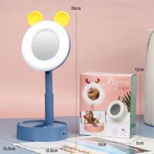 Cartoon Led Makeup Beauty Mirror Light Table Lamp Net Red Dressing Desktop Portable Folding Light Table Lamp thumbnail-3