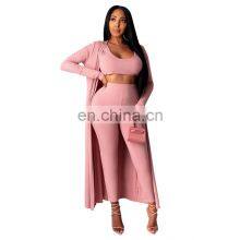 Manufacturer Customized Logo Spring and Autumn Women's Long-sleeved Fashion Sports Robe Jacket Three-piece Suit thumbnail-5
