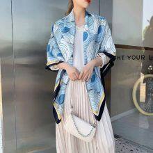 Flowers Oil Painting Fashion Dress Silk Feels Soft Scarves Literature and Art Style High Quality 130CM thumbnail-4