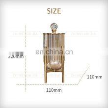 Small Size Amber Luxury Gold Frame Glass Flower Vase thumbnail-2