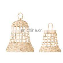Set Of 2 Wicker Rattan Bells Ornament, Christmas Bell Rattan DecorDecor Christmas Trees Kid Toy WHolesale