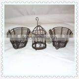 Colored Jute Handmade Wrought Iron Storage Basket With Hook thumbnail-1