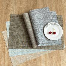 Japanese Style Eco-friendly Rectangle Woven PVC Non Slip Plastic Desk Mat Table Placemat thumbnail-2