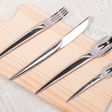 Wedding Birthday Party Matte Silver Flatware Silverware Dinnerware Stainless Steel 4 Pieces Utensils Cutlery Set thumbnail-3