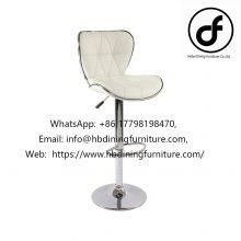 White Tall Leather Armrest Swivel Bar Chair thumbnail-1