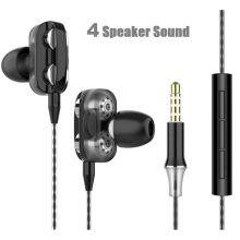 3.5mm In-ear Sports Game Headphones Earphone With Microphone Strong Bass Four Nuclear Double Circle Adjustable Volume thumbnail-5