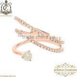 14K Rose Gold Fancy Diamond Ring Jewelry,Designer Ring Jewelry,Fashion Pave Gold Ring Jewelry, Natural Diamond Gold Ring Jewelry thumbnail-1