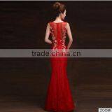 Women's Red V-Neck Print Floor-Length Dress thumbnail-4