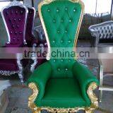 Cheap Golden Silver Classic Antique Reproduction Wooden Royal King Throne Chair thumbnail-3