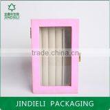 Pink Beautiful Fashion Leather Wooden Drawer Jewelry Box With Pvc Window thumbnail-4