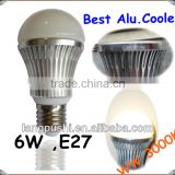 ce rohs 6w led bulb 2700k with best aluminium cooler