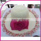 2015 Fashion Summer Flower Bowknot Beach Wholesale Lady White Hat thumbnail-2