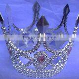 8cm Highx12cm Diameter Metallic Silver Plastic Tiaras Round King Tiaras and Crowns thumbnail-1