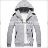 New Design and Hot Sale Zip up Hoodies Wholesale for Men With Leather Shoulder