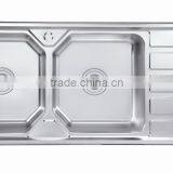 1200X500 Double Bowl l Kitchen Sink With Drainboard thumbnail-2