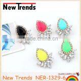 Charming Resin Tear Drop Earring Studs With Clear Rhinestone thumbnail-1