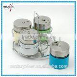 Decorative Glass Spice Bottle Setwith Stainless Steel Lids 4 Bottle