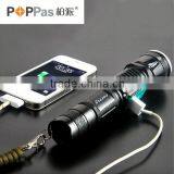 POPPAS 6611 Newest USB Led Flashlight Hunting Waterproof High-power Led Flashlight With Power Bank