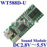 WT588D-U Sound IC Voice Module Circuit PCB Board Plate ,Multi-functions ,super Convenient ,DC2.8V~5.5V