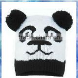 100% acrylic women cute knit panda hat/panda beanie/panda hat
