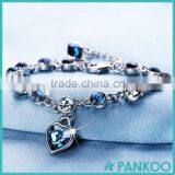 Fashion 925 Sterling Silver Exquisite Multiple Blue White CZ Diamonds Loving Heart of the Ocean Chain Bracelet thumbnail-1
