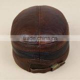 New Men's Real Cowhide Leather Vintage Sunbonnet Baseball Beret Cap Hunting Hat thumbnail-2