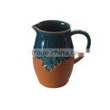 Flower Design Wholesale Glazed Terracotta Milk Pitcher