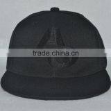 Guangzhou Hat Factory Professional Custom 100% Acrylic/black/black Embroidery Logo/flat Brim Hat
