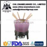 Multifunctional Enamel Cast Iron Fondue Set With Forks