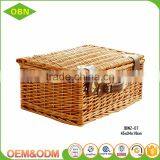 Woven Wicker Material Picnic Basket With Ceramic Set thumbnail-2