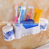 Wall-mounted Plastic Tooth Brush Holder With 2 Cups and Strainer / Toothbrush Holder With Suckers thumbnail-2