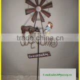 Wholesale Antique Welcome Sign Stand on Stakes With Metal Garden Decoration Windmill thumbnail-1
