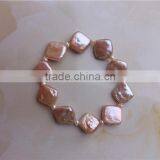 10-12mm Pink Diamond Shape Freshwater Pearl Bracelet thumbnail-3